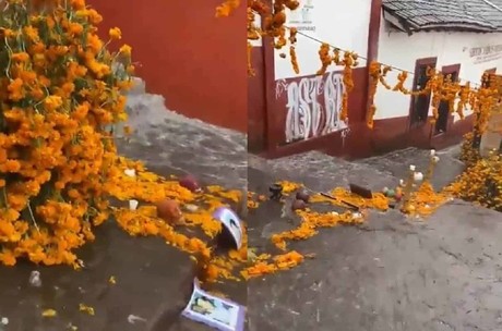 Mis ahorros Lluvia arrasa con altar de muertos más grande POSTA