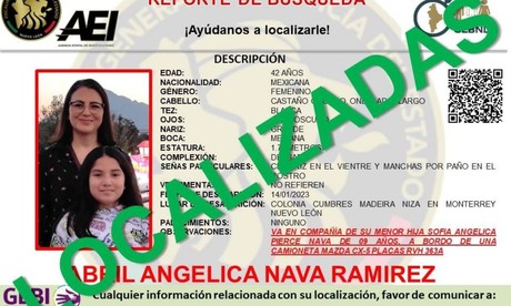 Localizan a madre e hija desaparecidas en Monterrey