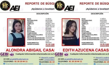 Hermanas adolescentes desaparecen en Monterrey