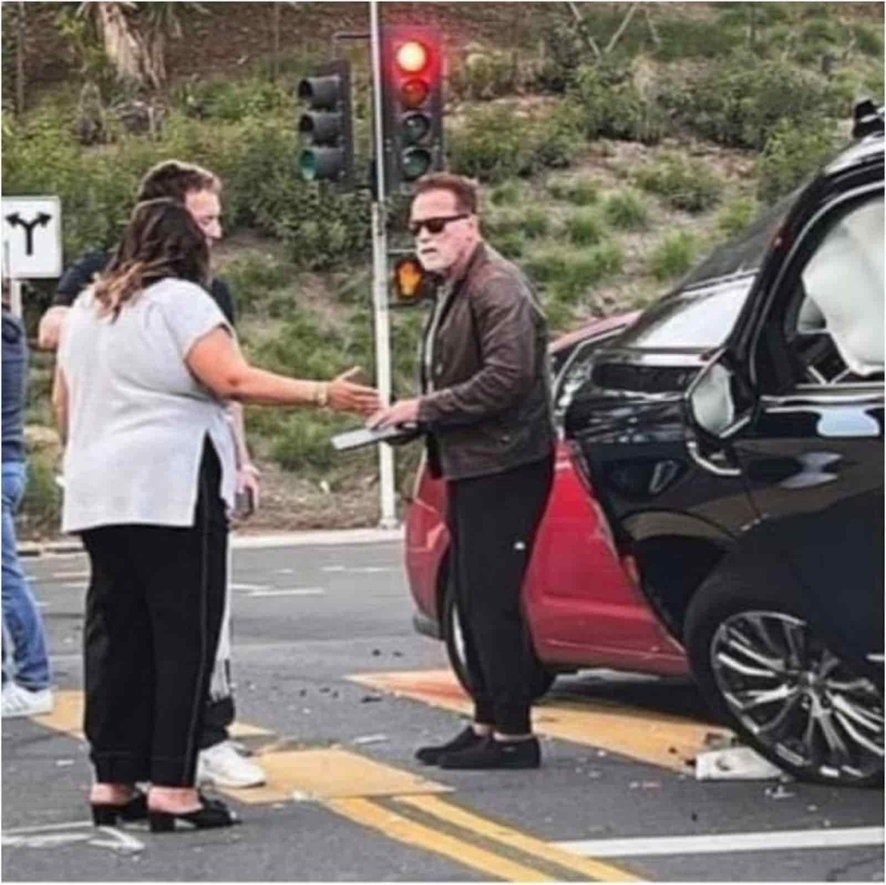 Schwarzenegger participa en aparatoso accidente vial