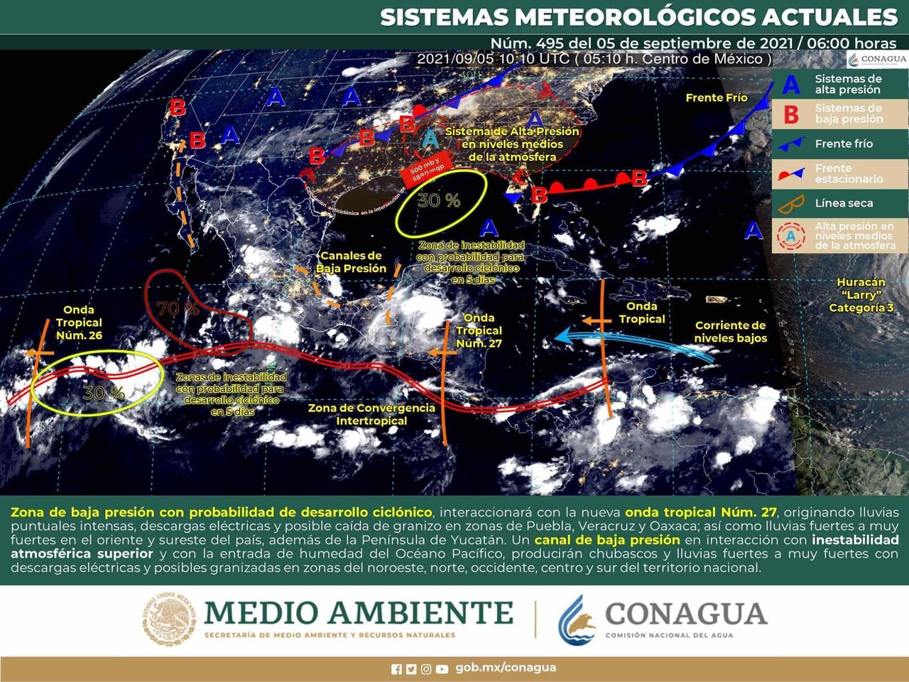 Se prevén lluvias muy fuertes en 11 estados de México