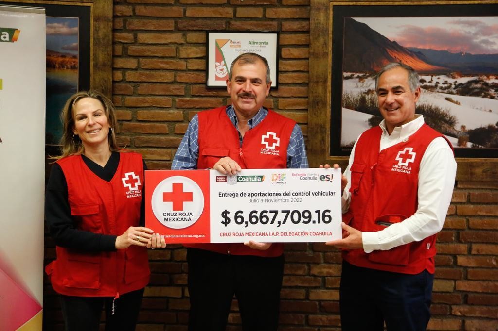 Entrega Coahuila a la Cruz Roja donativo de contribuyentes