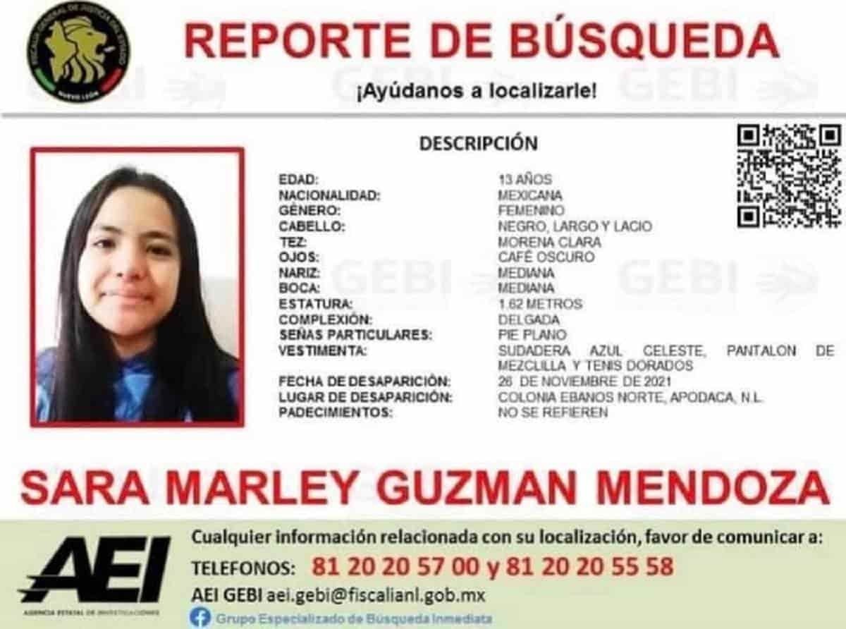 Emiten reporte de búsqueda de jovencita desaparecida en Apodaca