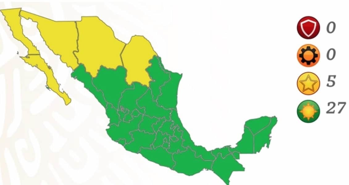 ¡Retrocede México! Regresan a amarillo 5 Estados