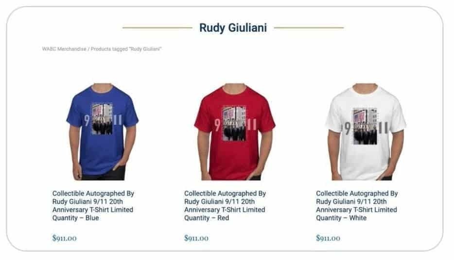 Camisetas firmadas por Rudy Giuliani del 9/11 causan indignación