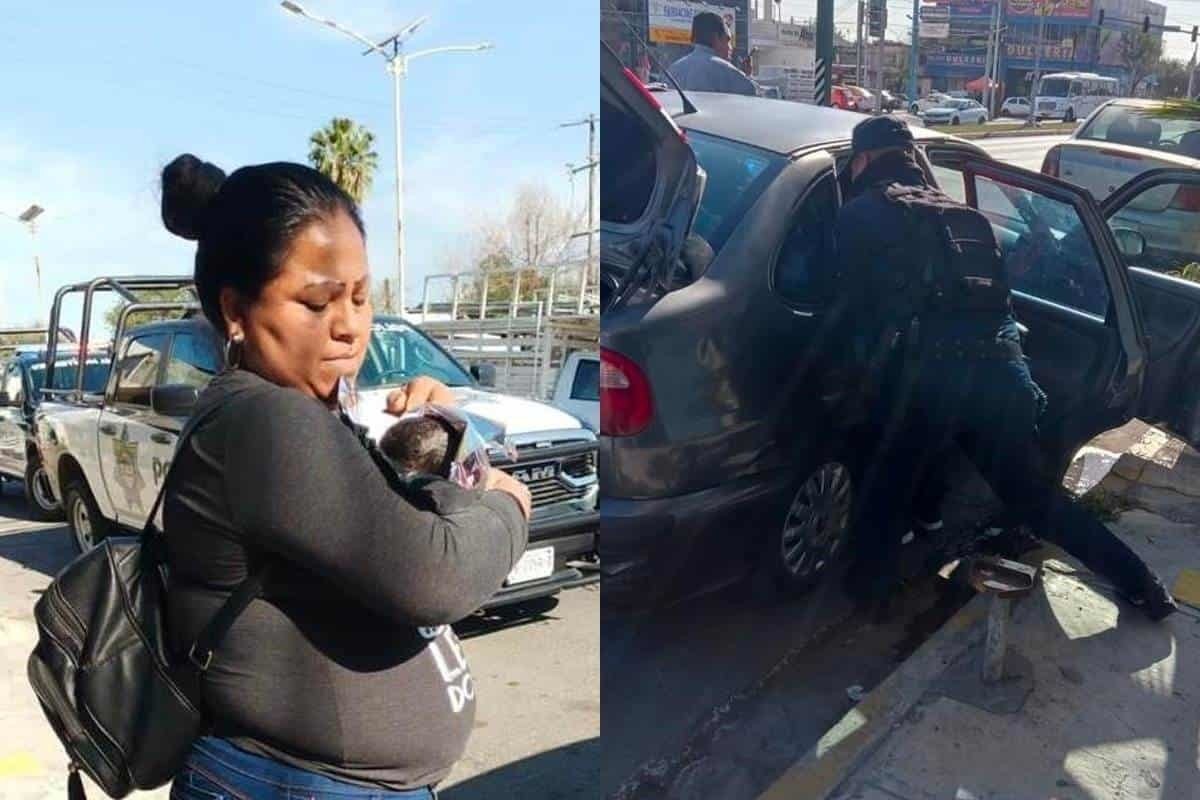 Policías de Monterrey apoyan a mujer a recibir su bebé en vía pública