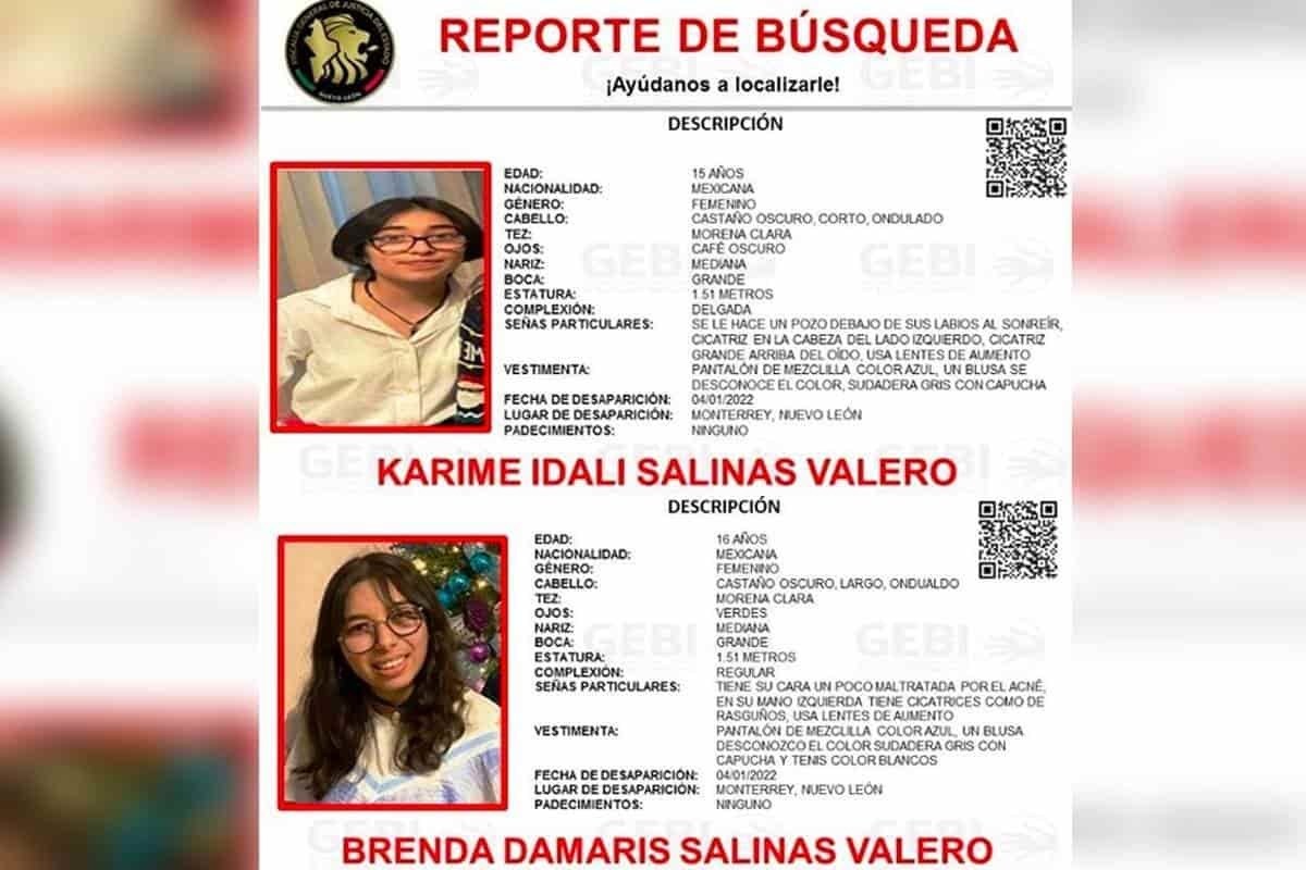 Busca a las hermanas Salinas Valero, desaparecieron en Monterrey