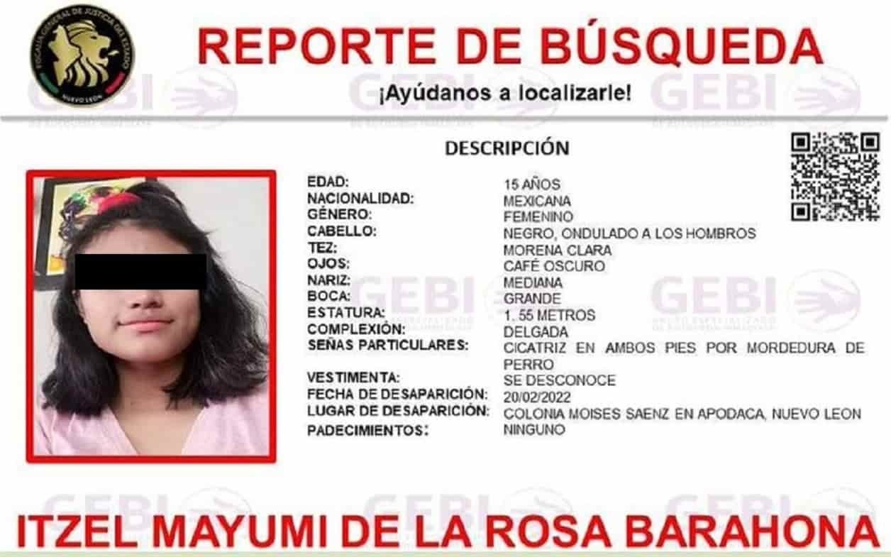 Buscan a quinceañera desaparecida en Apodaca