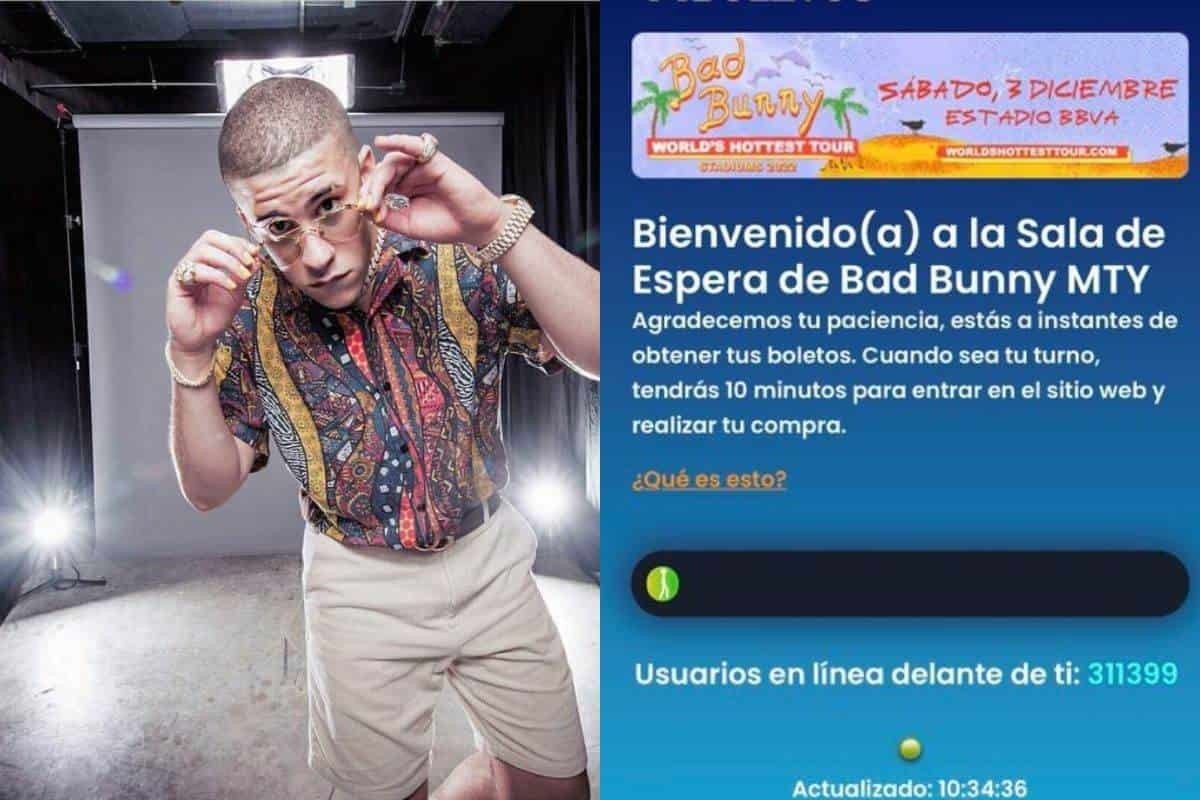 Viralizan fila virtual de BBVA en compra de boletos para Bad Bunny