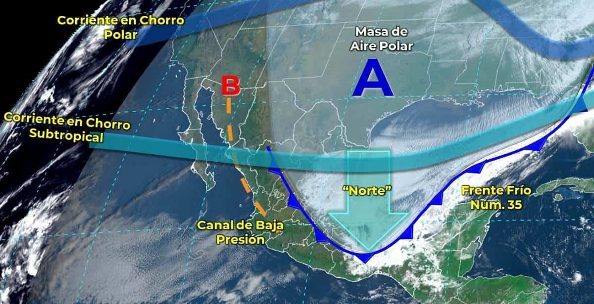 Causa frente frío 35 fuertes rachas de viento en el noreste de México