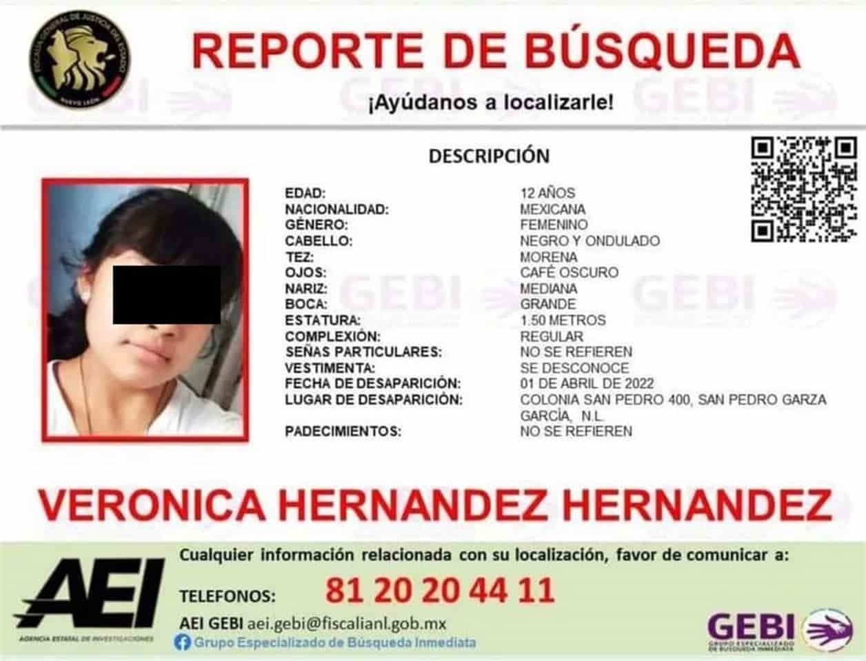 Buscan a adolescente de 12 años desaparecida en San Pedro