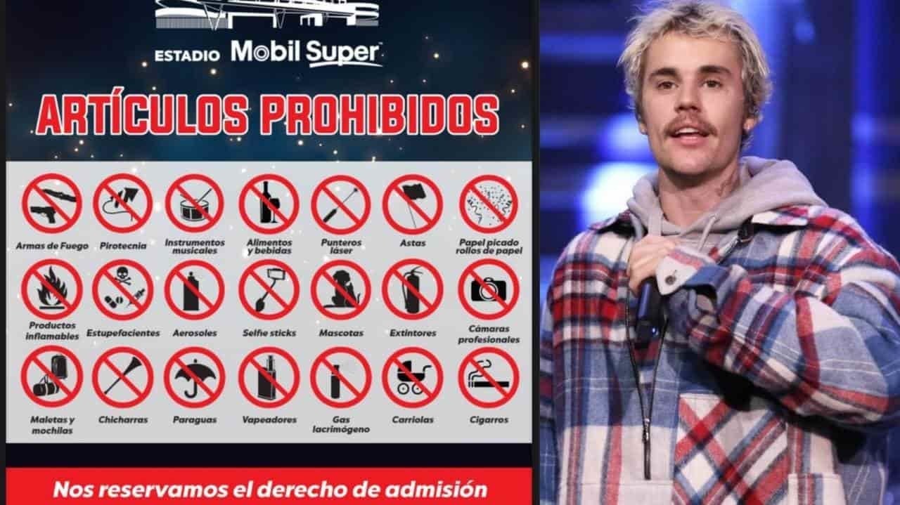 ¡Estos son los artículos prohibidos en el concierto de Justin Bieber!