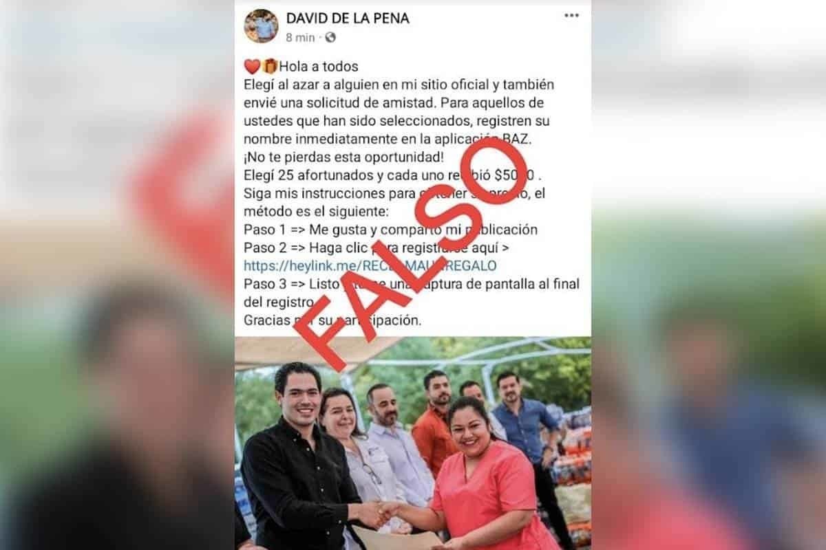 Alerta David de la Peña por falso perfil suyo que ofrece premio en Facebook