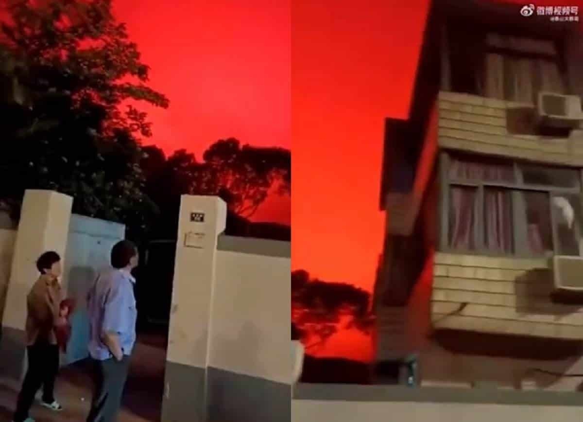 Sorprende cielo rojo intenso en China