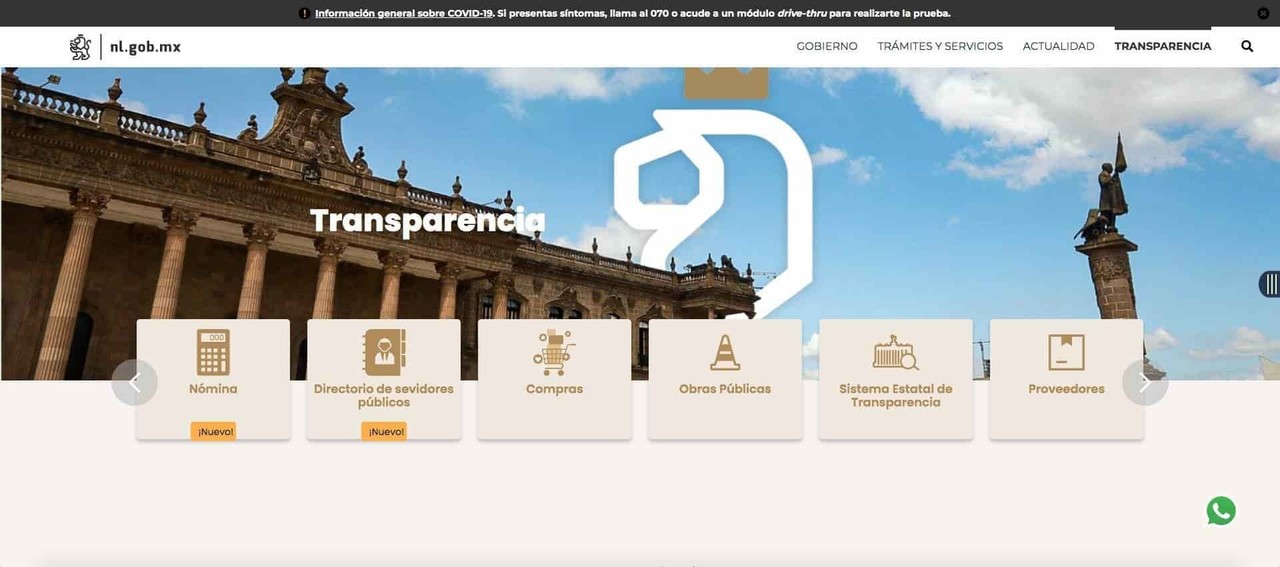 Gobierno de Nuevo León destaca funcionamiento de portal de Transparencia