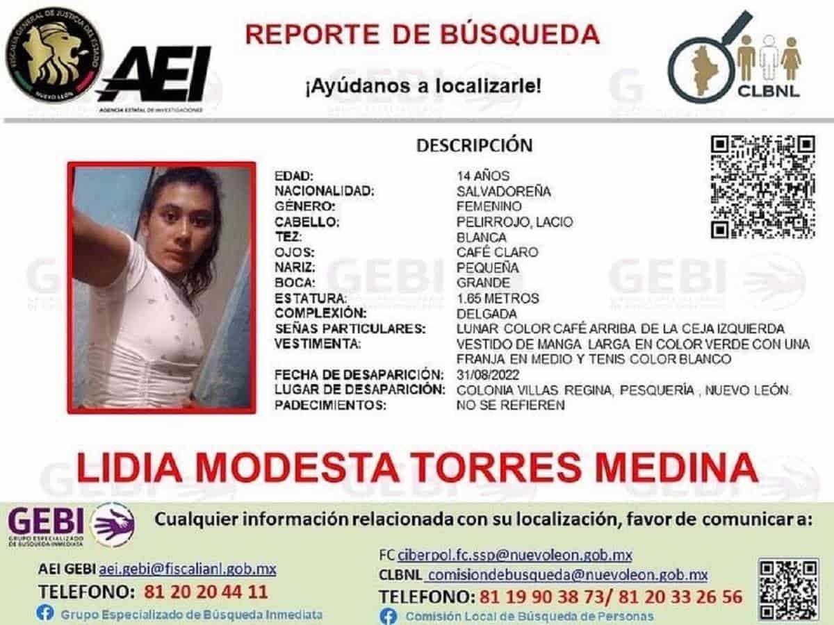 Desaparece jovencita de 14 años en Pesquería, Nuevo León