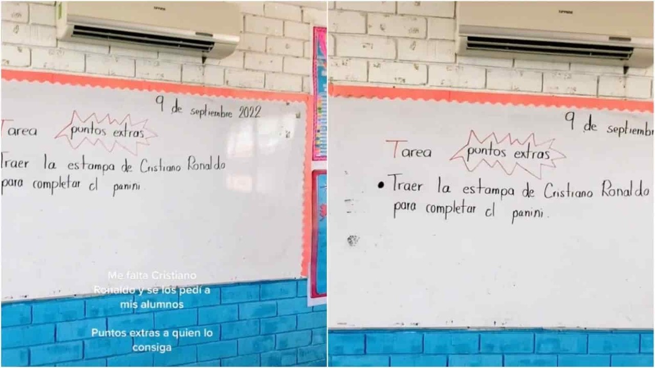 VIDEO: Maestra da puntos extras a alumnos por llevar estampita de Ronaldo