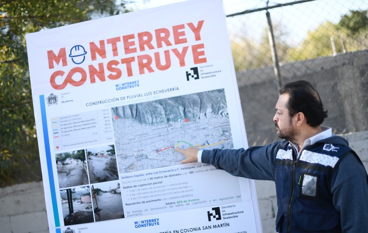Monterrey presenta avance del 95% en drenaje pluvial “Luis Echeverría”