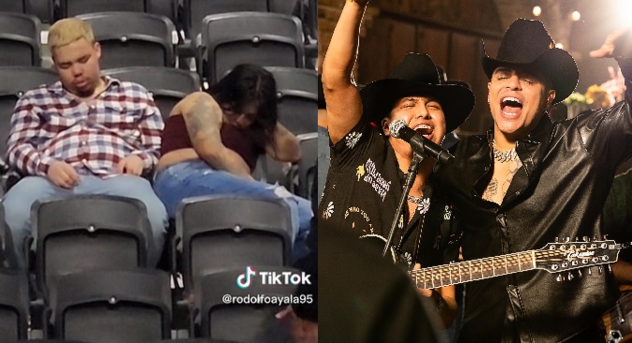 Una pareja se queda dormida en un concierto del Grupo Firme en California, Estados Unidos. Foto: TikTok rodolfoayala95 / Facebook Grupo Firme