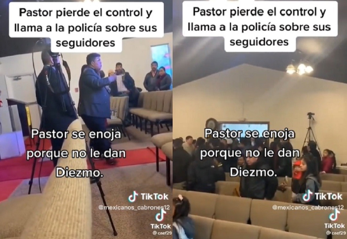 El pastor de una Iglesia corre a los creyentes por no pagar el Diezmo. Foto: TikTok mexicanos_cabrones12