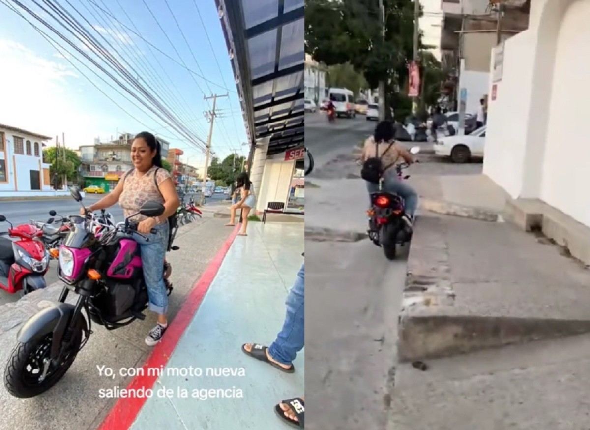 Una mujer chocó su motocicleta nueva momentos después le fuera entregada. Foto: TikTok maariali24