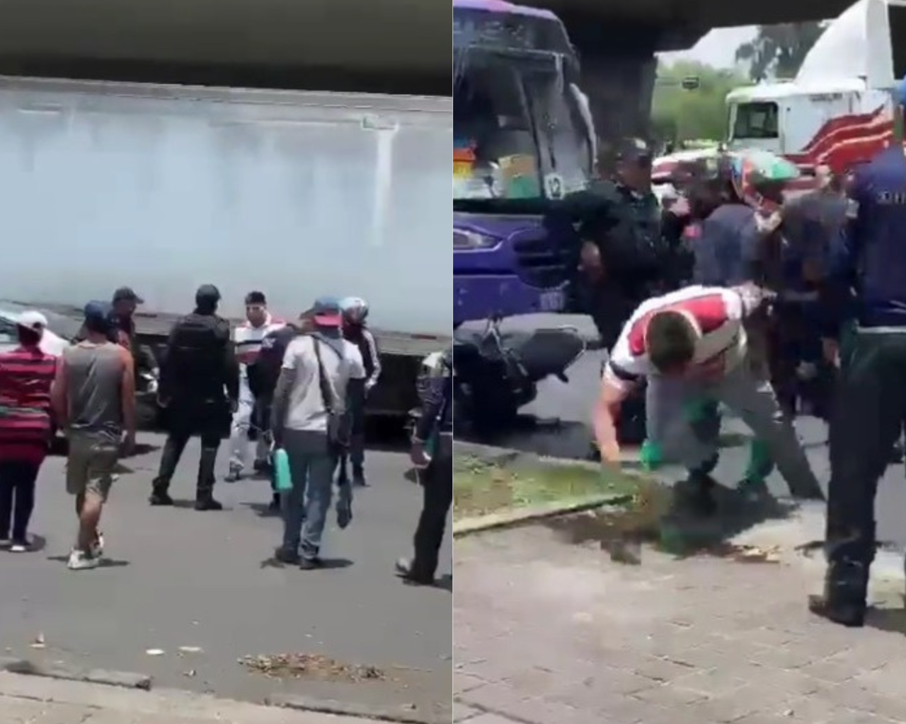 VIDEO: Pelea a puñetazos entre motociclista y policía en la Merced Balbuena. Foto: Captura de pantalla