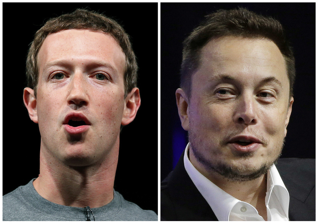 En esta combinación de fotografías se muestra el director general de Facebook, Mark Zuckerberg (izquierda), y al CEO de Tesla y SpaceX, Elon Musk. (AP Foto/Manu Fernandez, Stephan Savoia, Archivo)