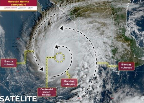 Se intensifica el huracán 'Norma' a categoría 4