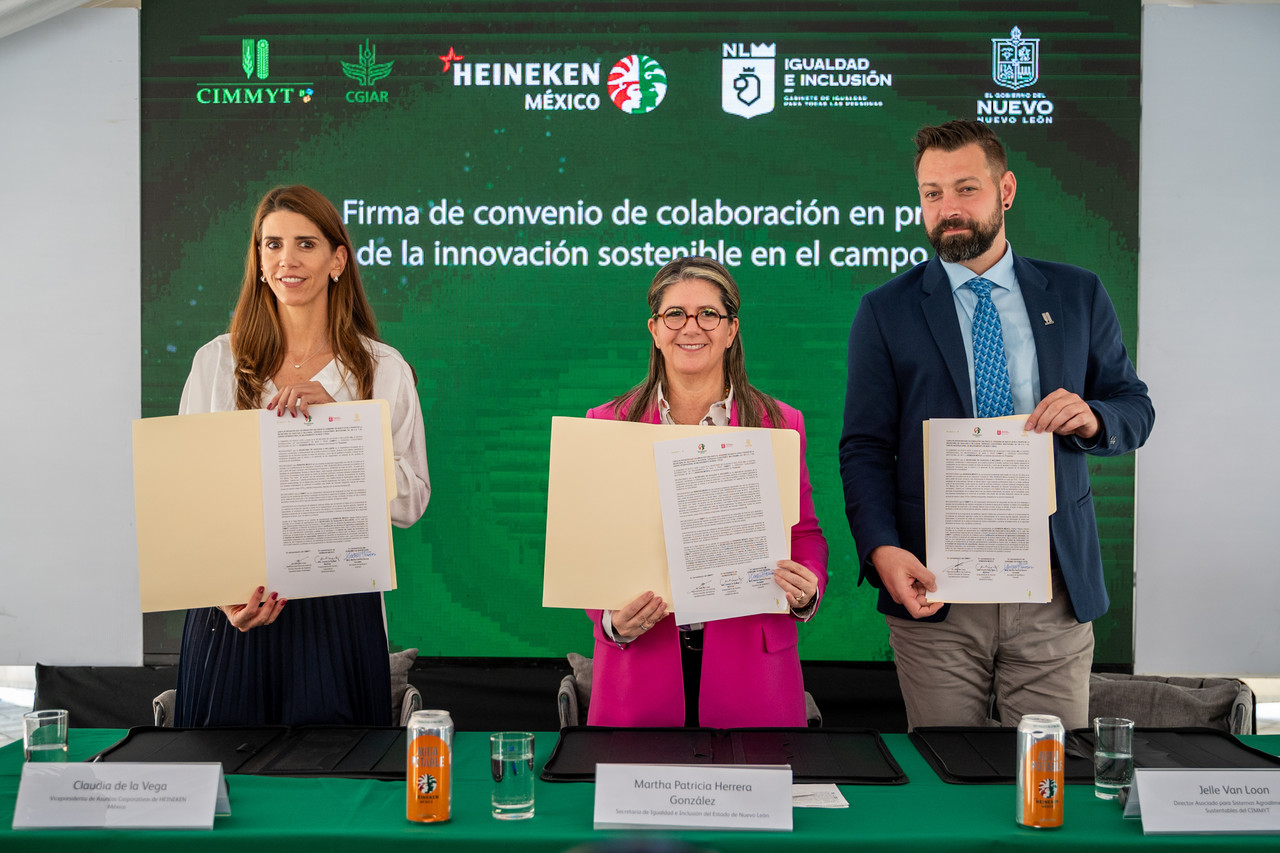 Martha Herrera, destacó la importancia de establecer colaboraciones con empresas como Heineken y CIMMYT, en la investigación científica. Foto: Facebook/ Secretaría de Igualdad e Inclusión