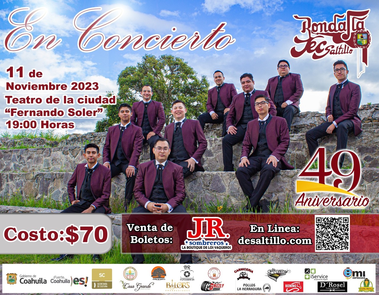 Promocional del concierto del 49 aniversario de la Rondalla del Tec Saltillo. Fotografía tomada del Facebook de la Rondalla.