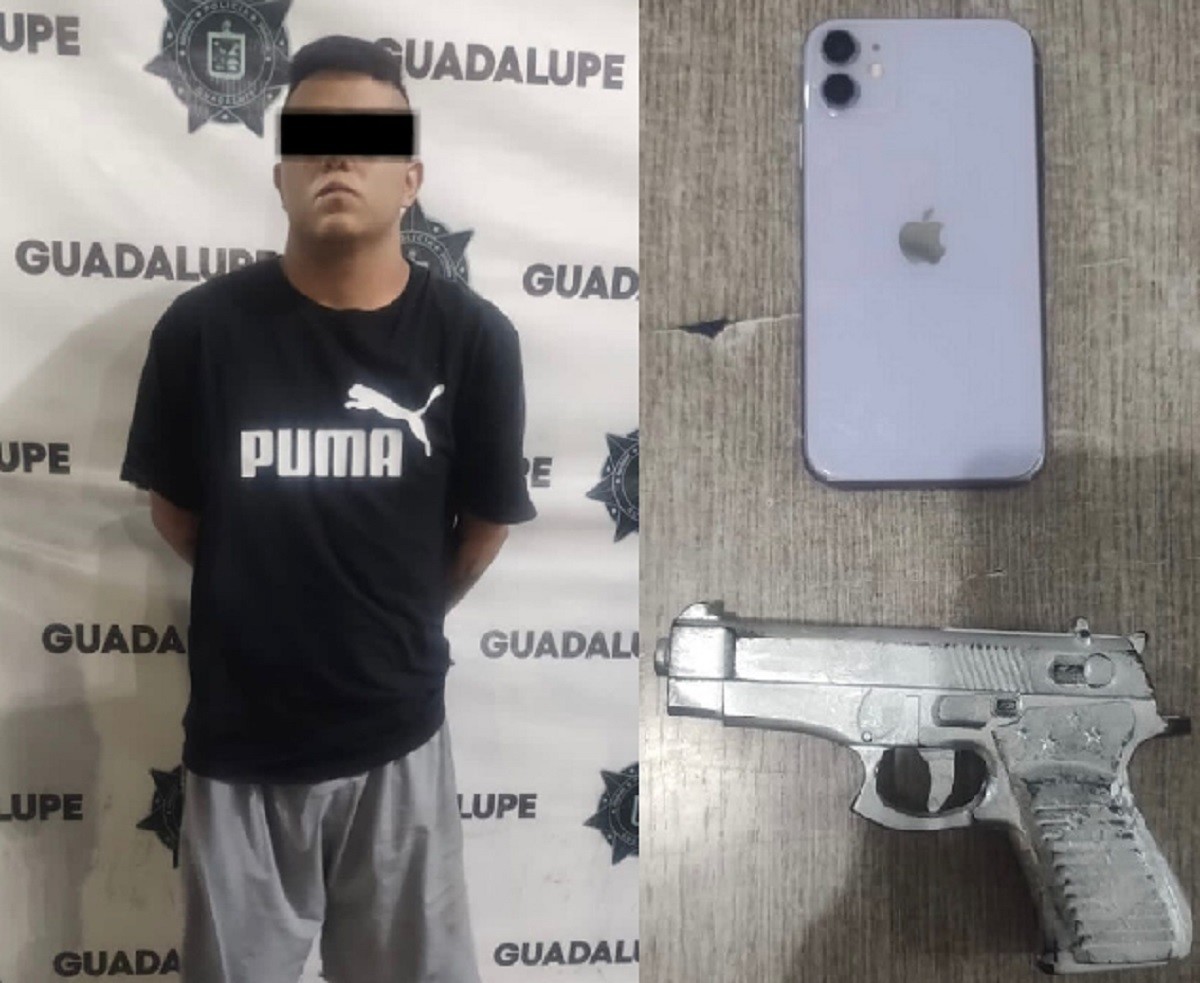 El detenido fue identificado como Marco S, de 21 años de edad, quien quedó a disposición del Ministerio Público. Foto: Policía de Guadalupe