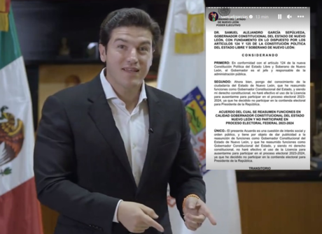 Samuel García confirma que no buscará la presidencia de la República