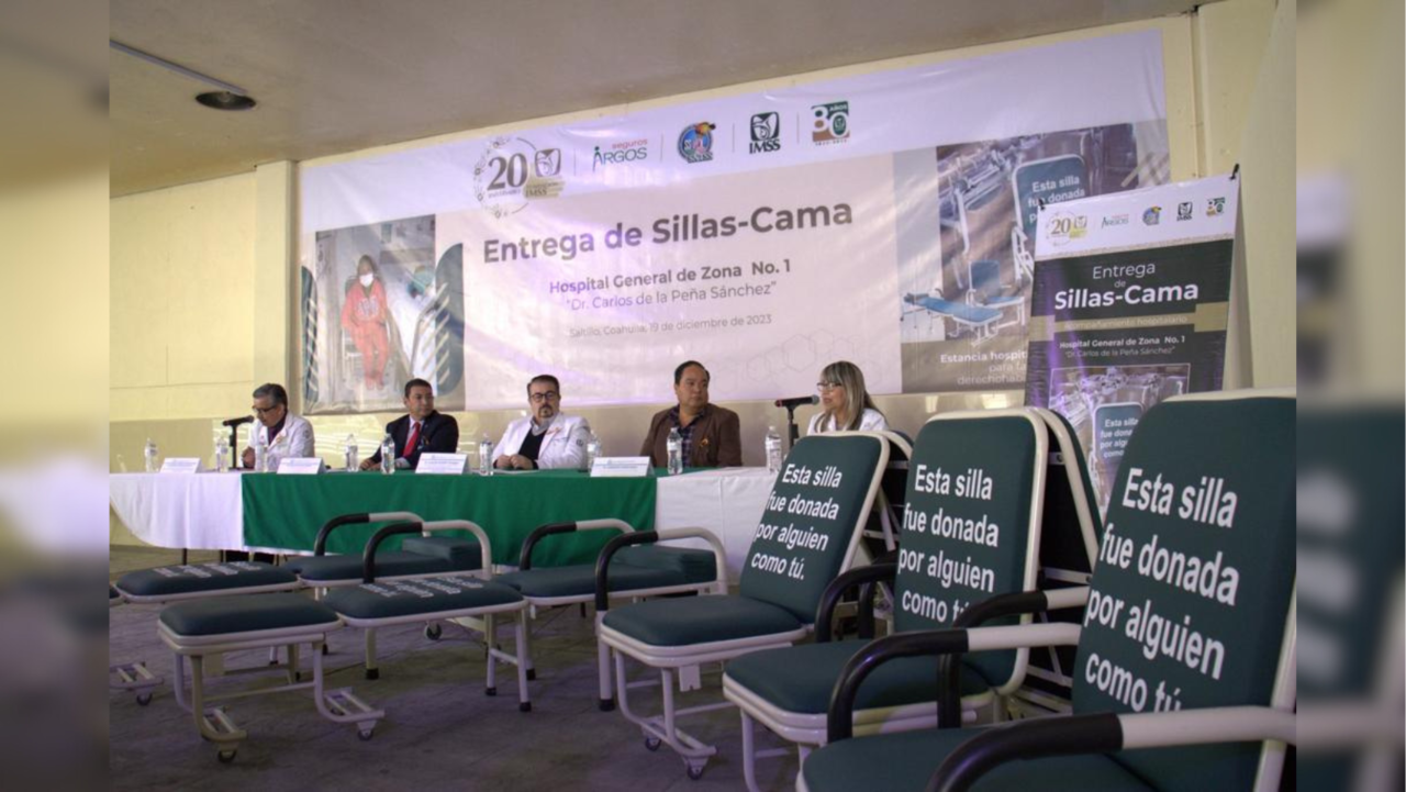 La empresa Seguros Argos en conjunto con la Fundación IMSS A.C. permitieron la adquisición de 25 sillas-cama / Foto: IMSS Coahuila