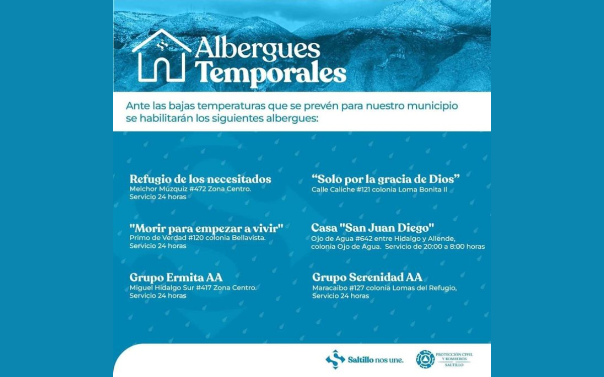 Albergues temporales. Fotografía de Gobierno Municipal.