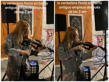 ¡Fiesta en Barrio Antiguo! Violinista encanta con talento en Monterrey (VIDEO)