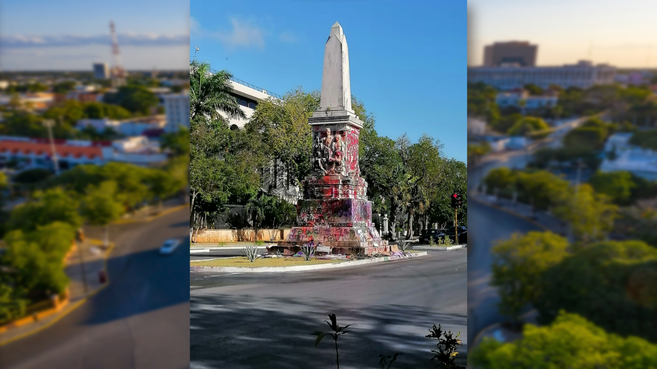 El monumento a Felipe Carrillo Puerto actualmente se encuentra con pintas Foto: Ilustrativa