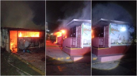 Policías y vecinos apagan incendio en kinder de Escobedo
