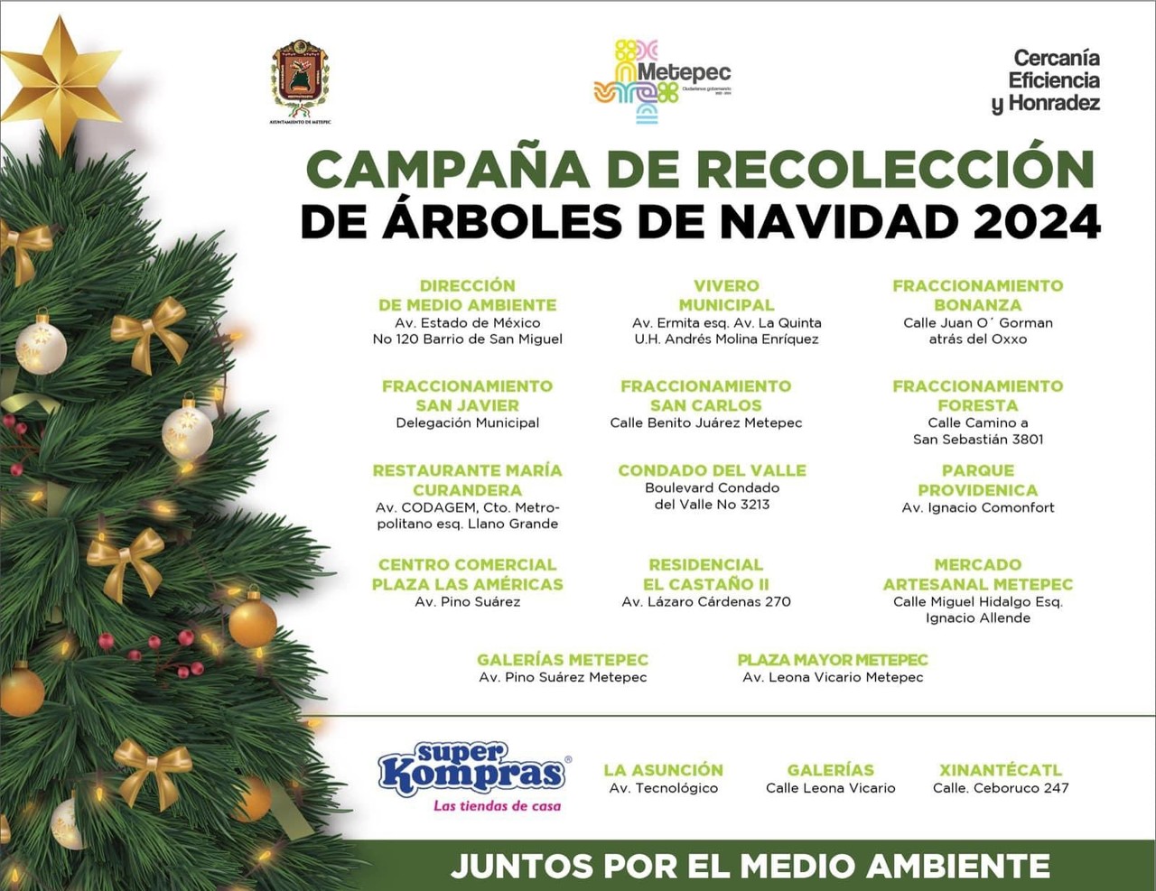 Campaña de Recolección de Árboles de Navidad en Metepec. Imagen: Gob. De Metepec.