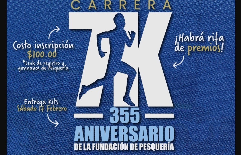 El municipio de Pesquería celebra su 355 aniversario con una carrera 7K. Foto. Cortesía