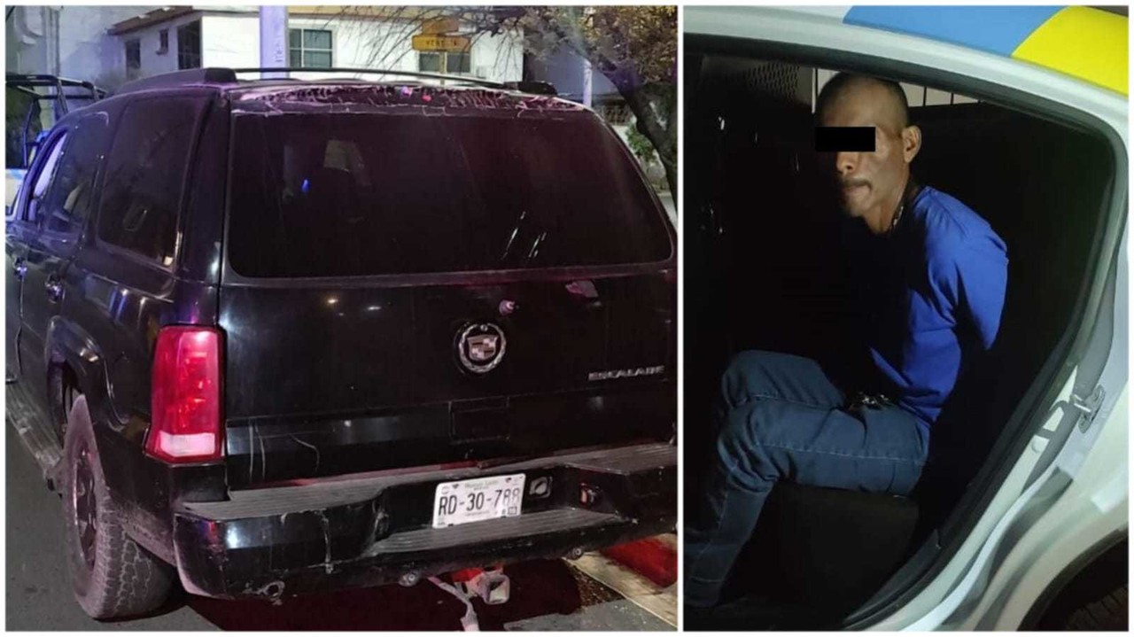 Un hombre fue detenido por traer placas colgadas en su camioneta. Foto. Cortesía