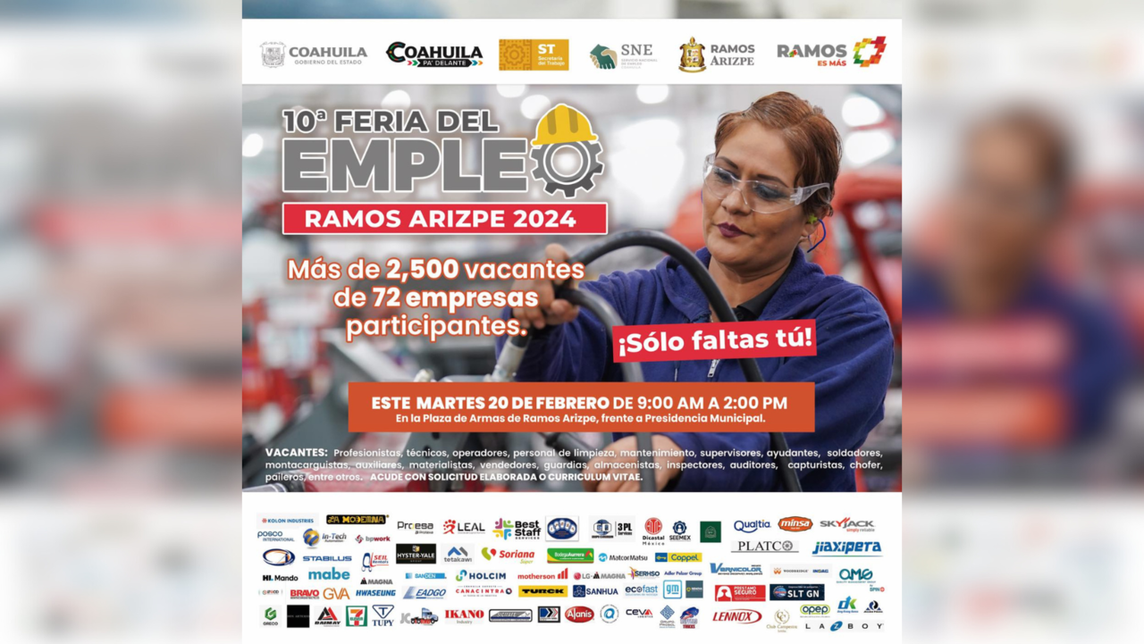 ¿Buscas empleo? Llega a Ramos Arizpe La Feria del Empleo 2024