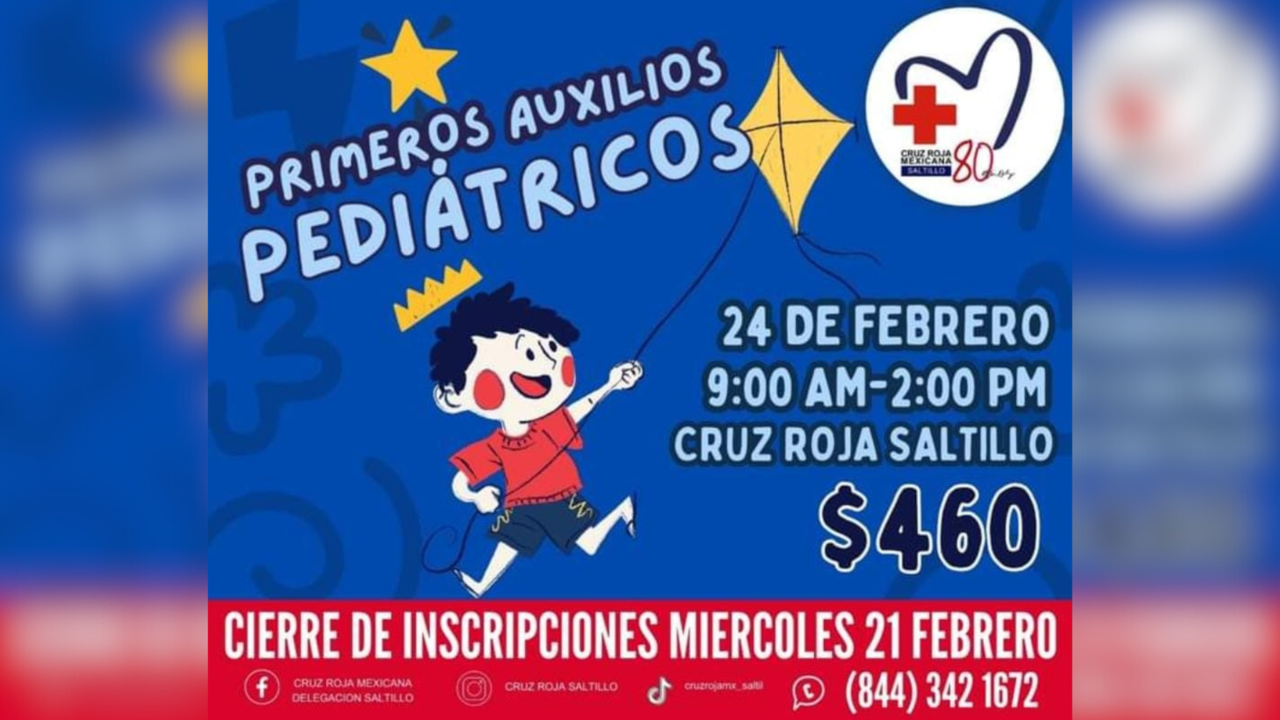 Invita Cruz Roja a curso de primeros auxilios pediátricos 