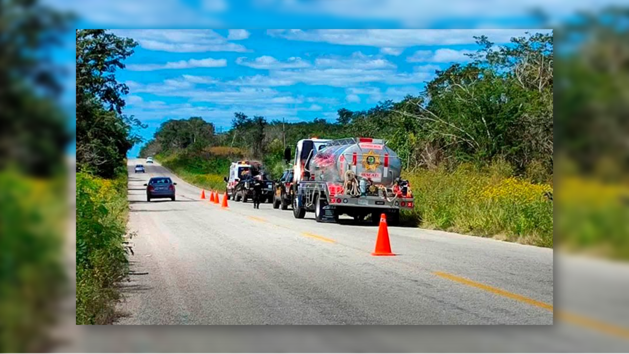 Joven Conductor de pipa de gas pierde la vida en la carretera Mérida-Chetumal