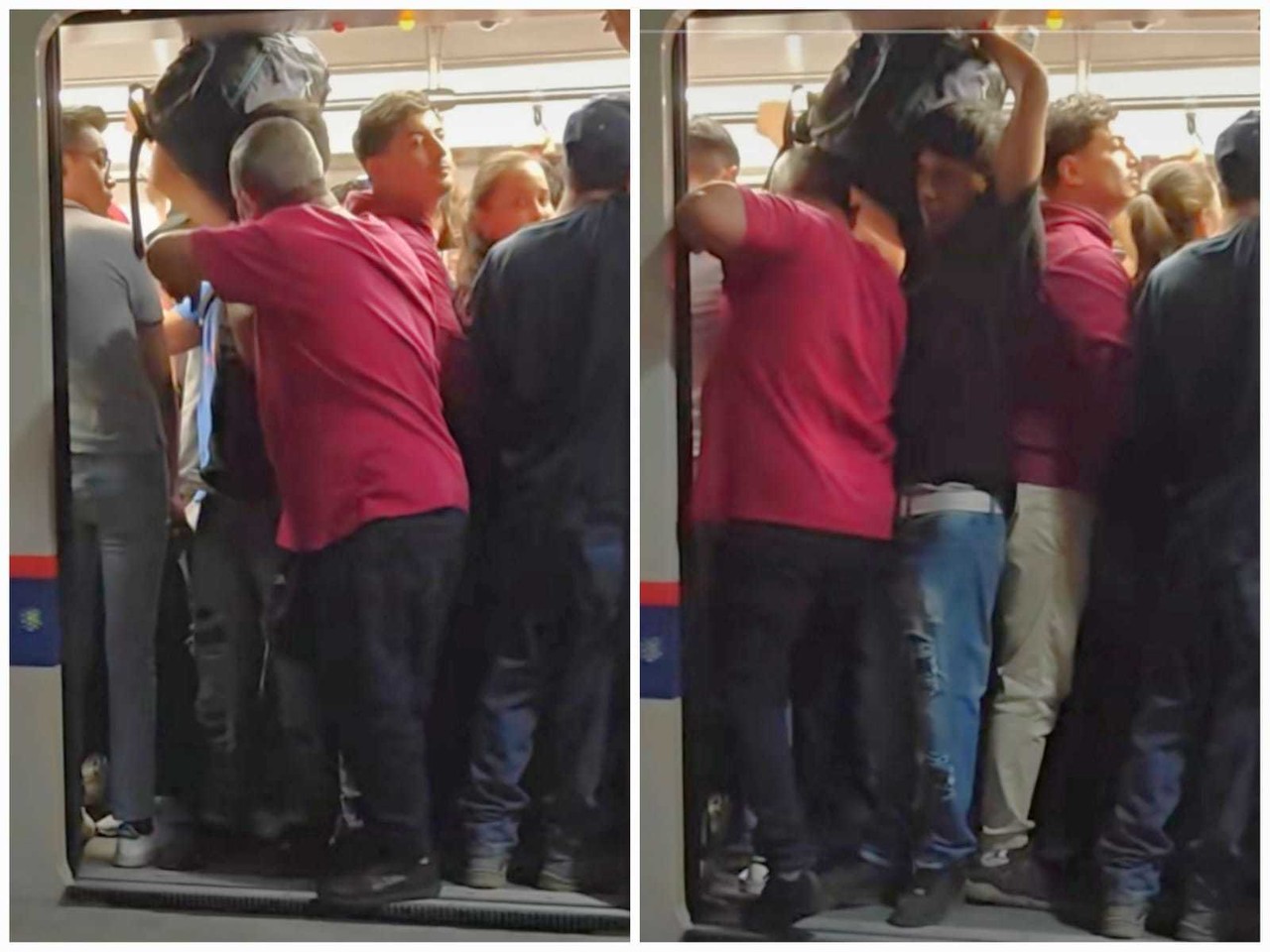 ¡Todavía cabe! Graban desesperación de hombre por subir al metro en NL (VIDEO)