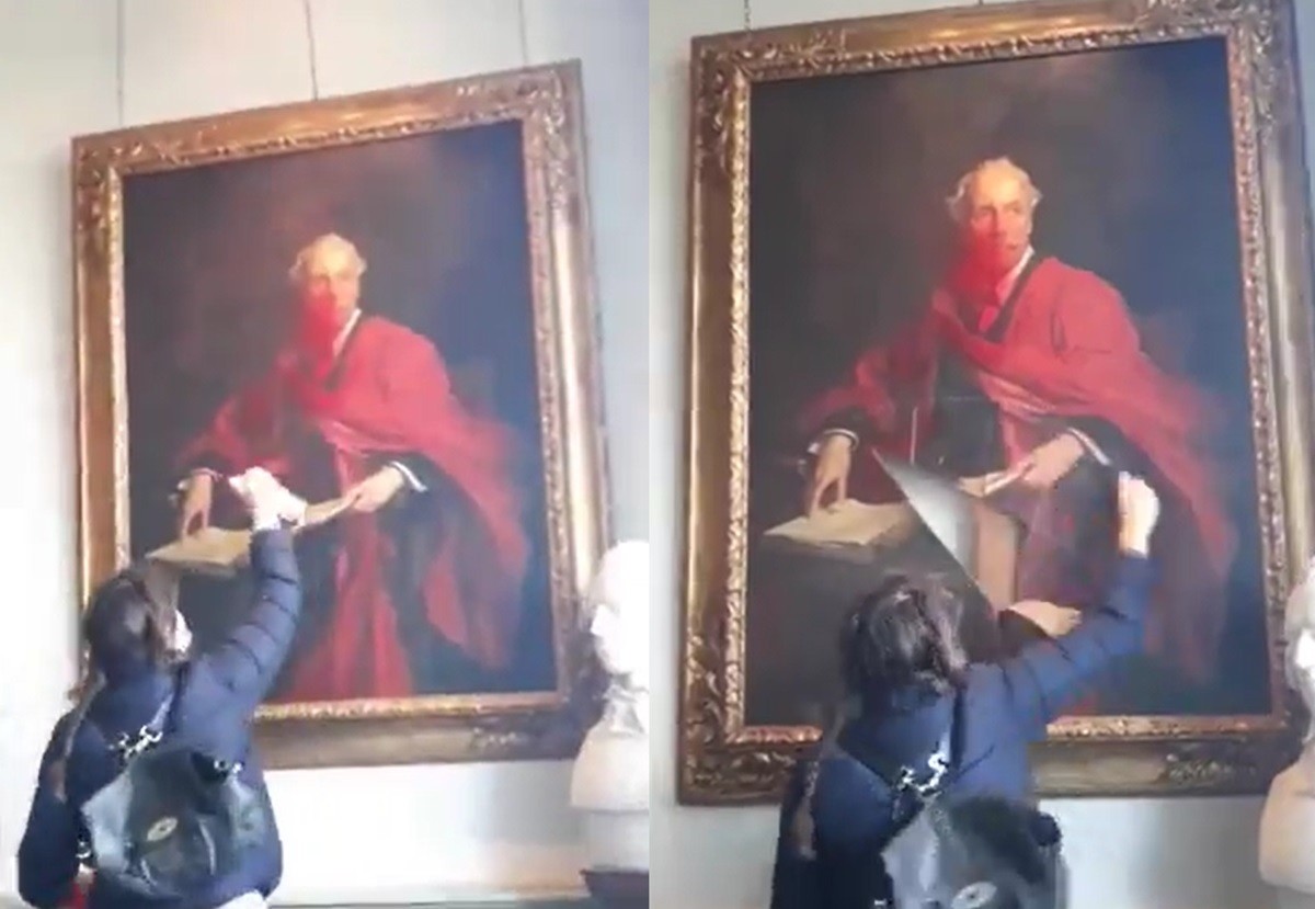 Destruyen pintura de Lord Balfour en la Universidad de Cambridge (VIDEO)