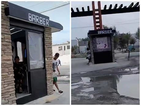 ¿Y la caseta? Instalan 'barber' en caseta de seguridad en Juárez (VIDEO)