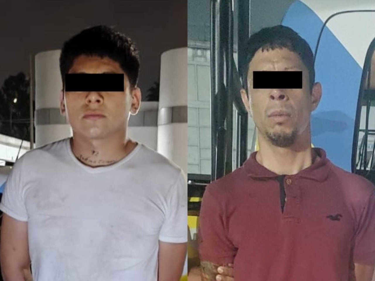 Los detenidos, identificados como Omar Alejandro G. de 21 años y Carlos Alejandro H. de 31. Foto: Policía de Monterrey.