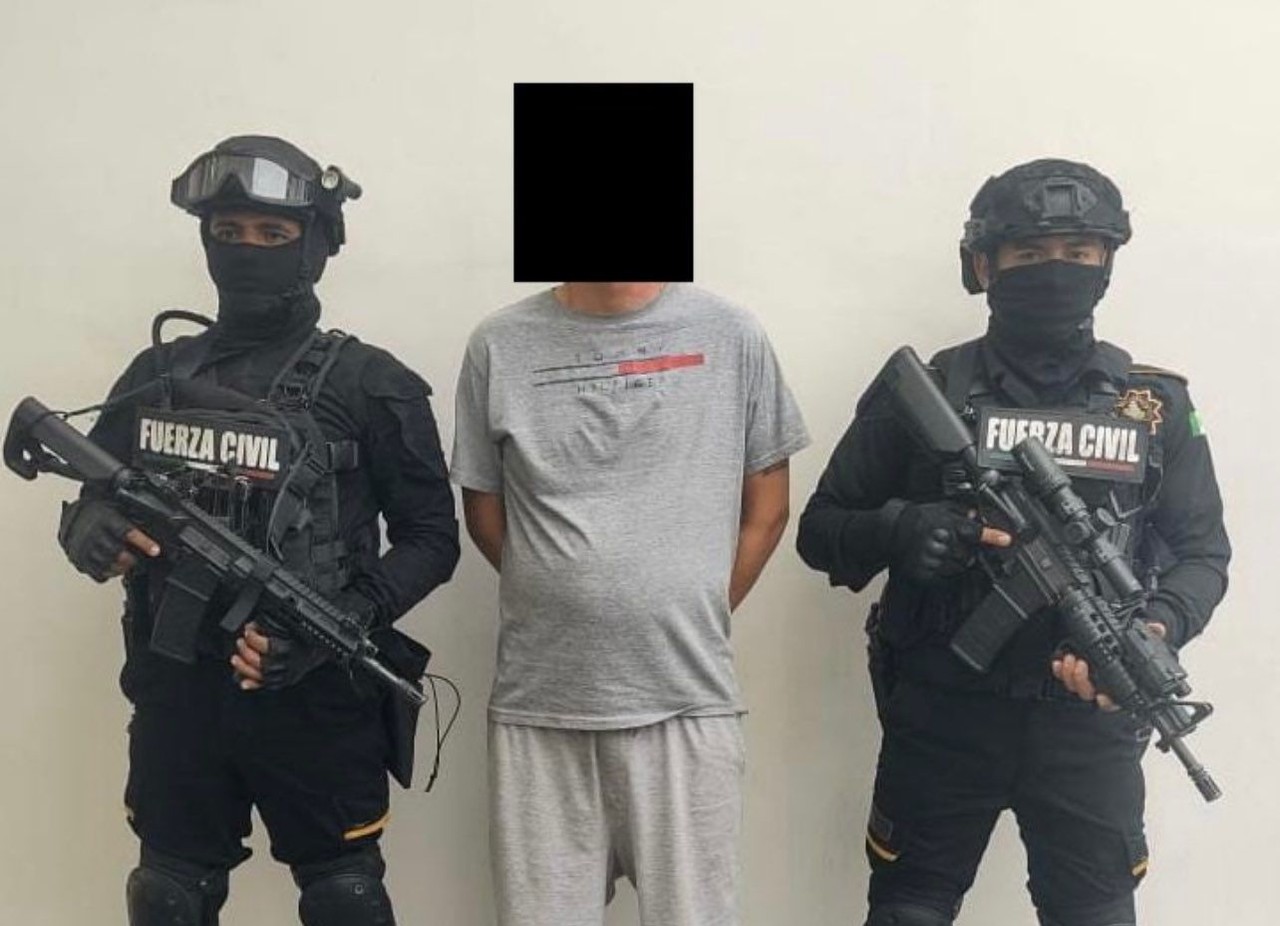 Jesús N, de 36 años, contaba con una orden de aprehensión por el delito de homicidio calificado. Foto: Secretaría de Seguridad Pública de Nuevo León.