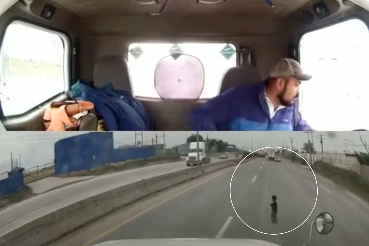 Trailero héroe: rescata a niño jugando en una carretera en Nuevo Laredo (Video)
