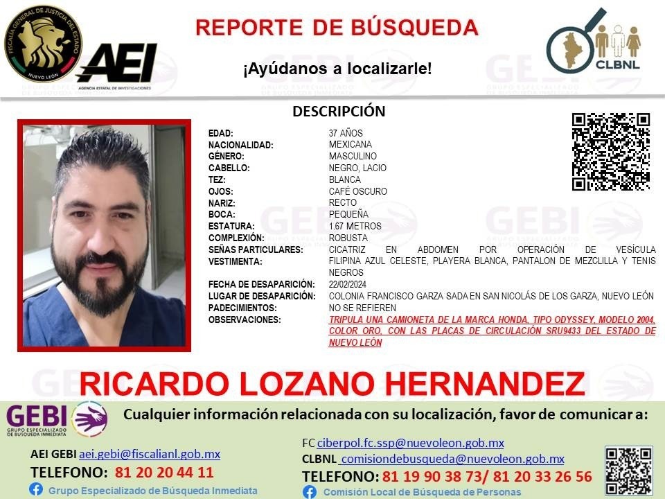 Buscan a radiólogo del IMSS; desapareció en San Nicolás de los Garza